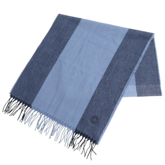 Unused Hermès H Summer Block Cashmere Blue Scarf 0332HERMES - Picture 1 of 7